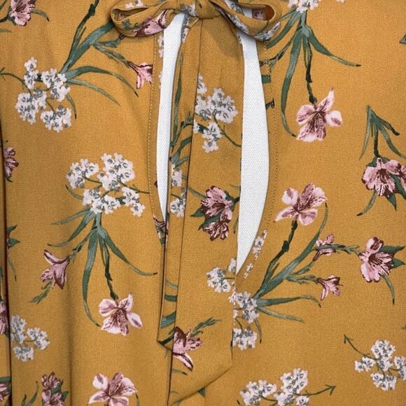 Xhilaration Marigold Yellow & Pink Floral Ruffle Shift Mini Dress Sz XXL 1X - Picture 10 of 13